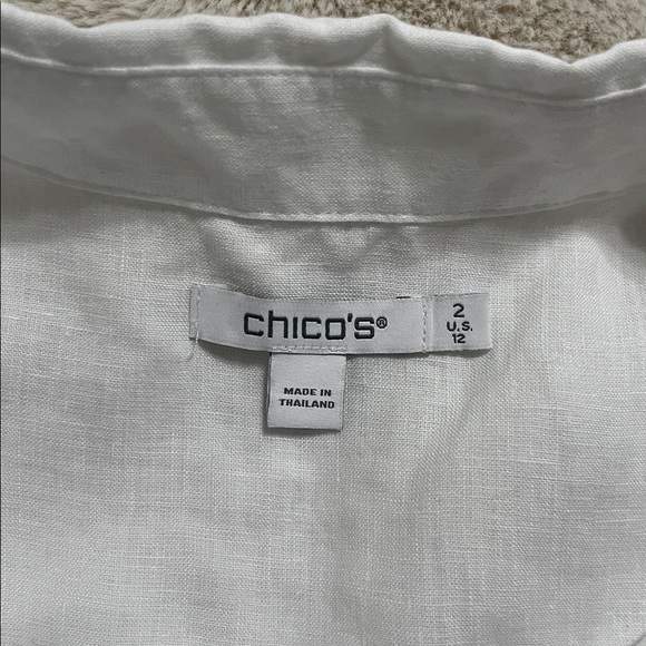 Chico's Classic White Button-Down linen Shirt - Picture 9 of 10